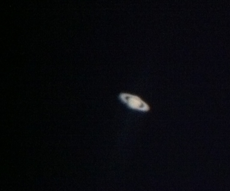 Photo of Saturn through a small telescope