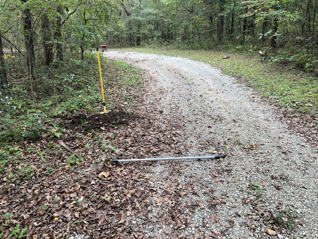 The gravel road with dirt added