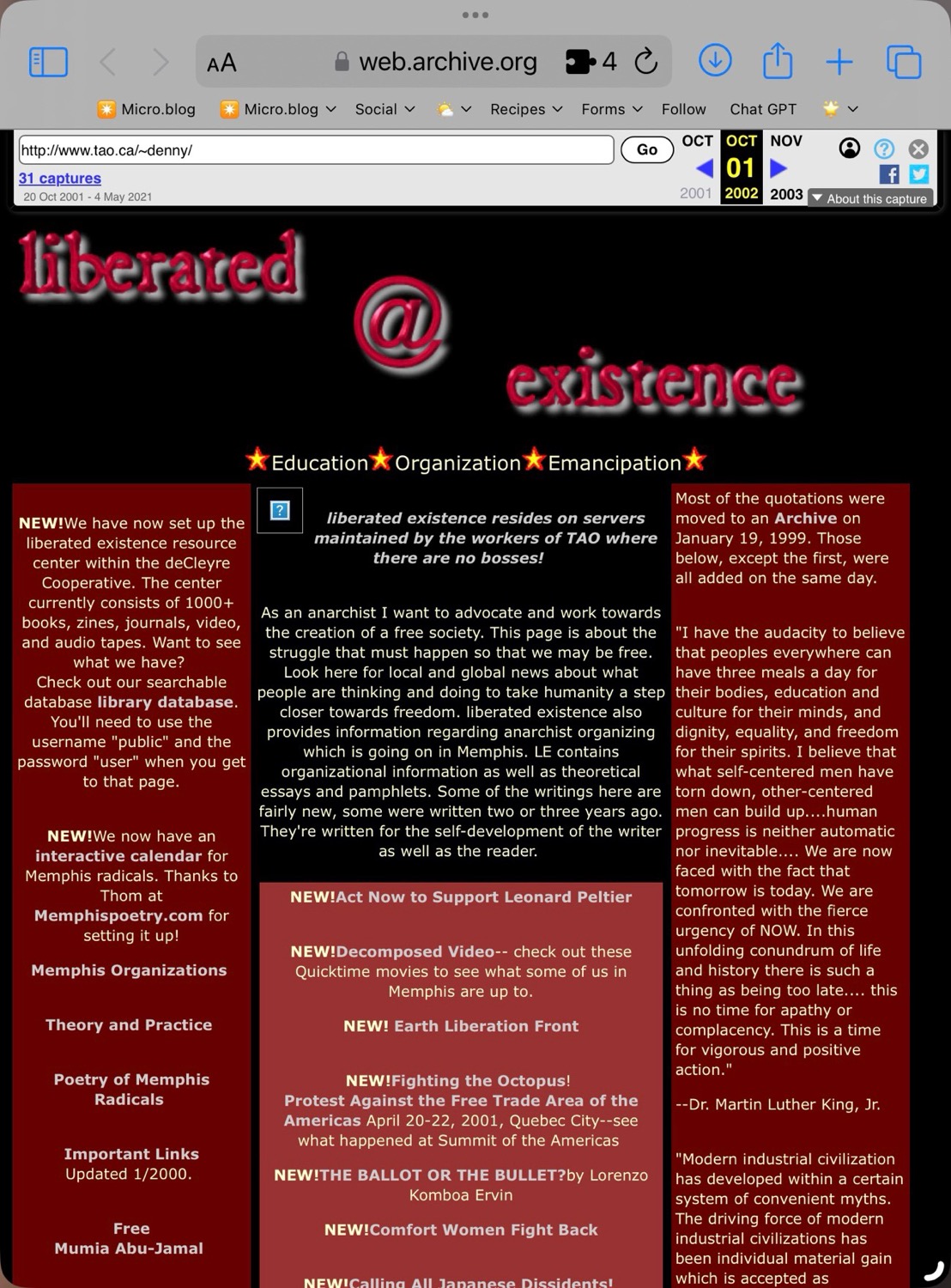 a screenshot of a web browser displaying a web site with 2 red side bars and black central column