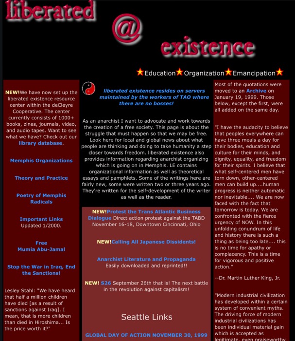 A screenshot of a 1990s website.