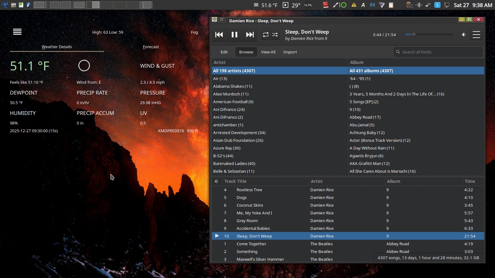 Screenshot of Rhythmbox application